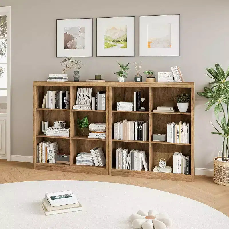 Scaffale organizer a 6 scomparti, libreria alta 53-Inch con dispositivo antiribaltamento, robusto scaffale in legno per soggiorno, camera da letto e ufficio in casa