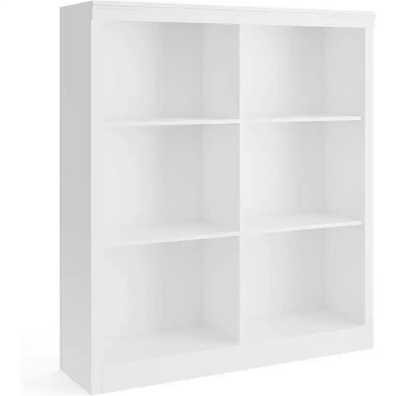 Scaffale organizer a 6 scomparti, libreria alta 53-Inch con dispositivo antiribaltamento, robusto scaffale in legno per soggiorno, camera da letto e ufficio in casa