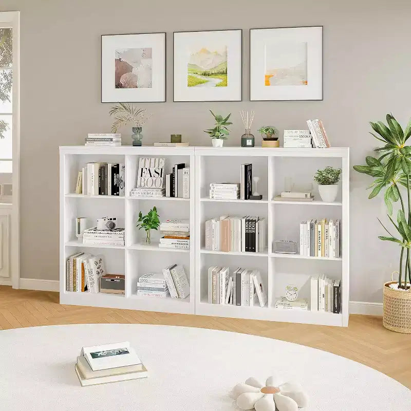 Scaffale organizer a 6 scomparti, libreria alta 53-Inch con dispositivo antiribaltamento, robusto scaffale in legno per soggiorno, camera da letto e ufficio in casa
