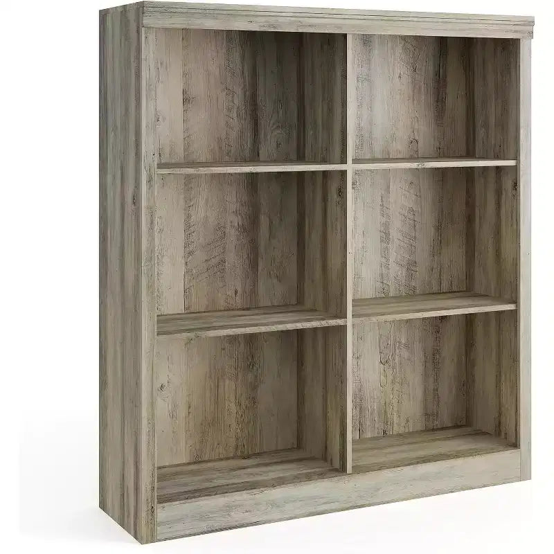 Scaffale organizer a 6 scomparti, libreria alta 53-Inch con dispositivo antiribaltamento, robusto scaffale in legno per soggiorno, camera da letto e ufficio in casa