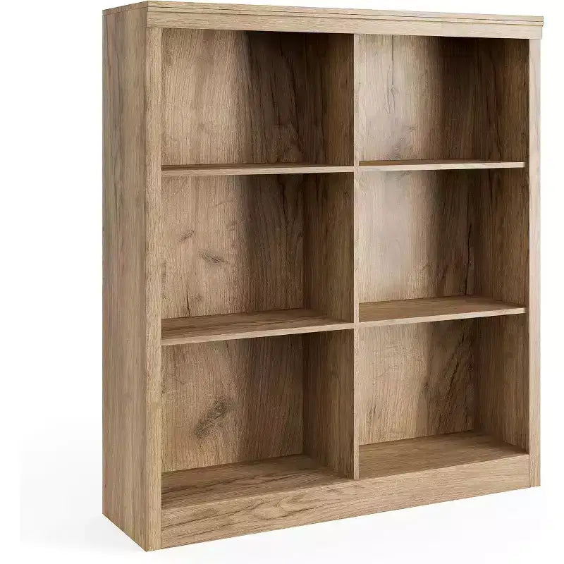 Scaffale organizer a 6 scomparti, libreria alta 53-Inch con dispositivo antiribaltamento, robusto scaffale in legno per soggiorno, camera da letto e ufficio in casa