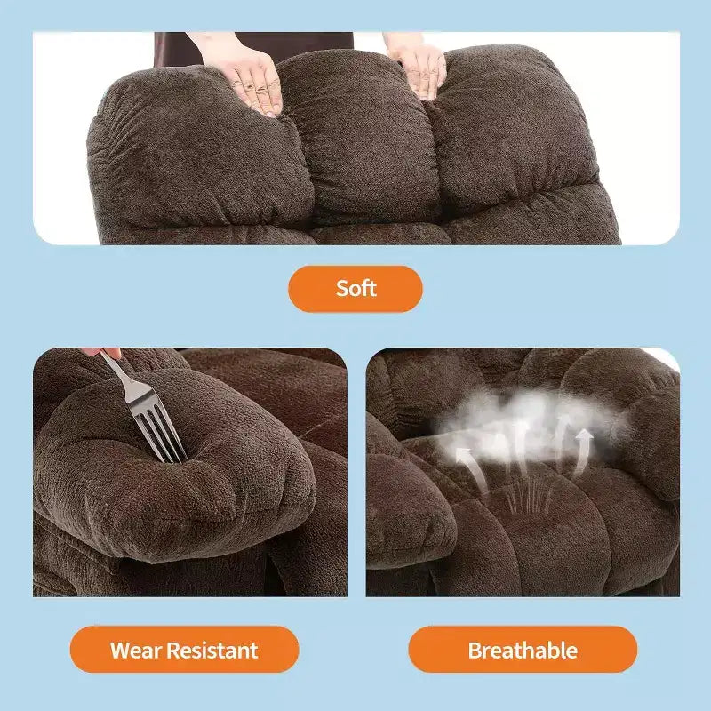 Poltrona reclinabile manuale, design ergonomico imbottito con tessuto traspirante e tasche laterali, per soggiorno