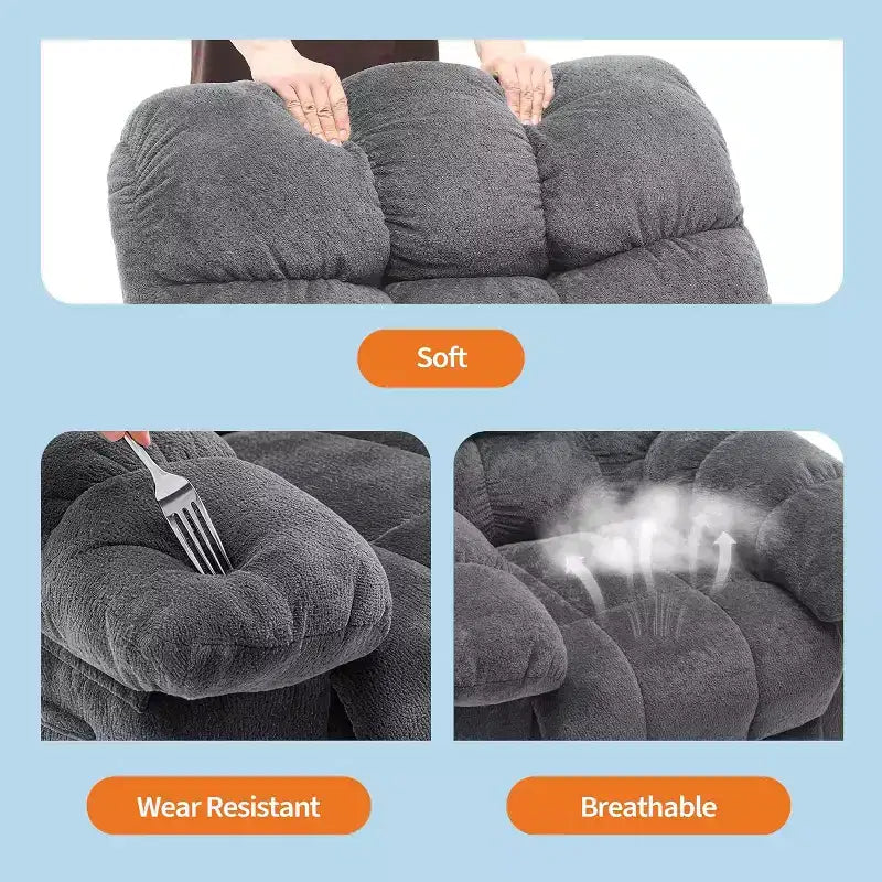 Poltrona reclinabile manuale, design ergonomico imbottito con tessuto traspirante e tasche laterali, per soggiorno