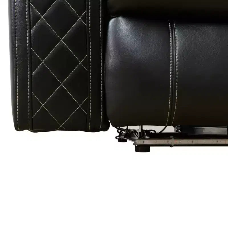 Poltrona reclinabile elettrica in pelle con ricarica USB, illuminazione LED e schienale regolabile, per soggiorno, nera