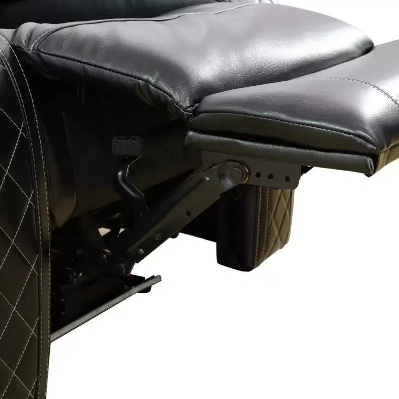 Poltrona reclinabile elettrica in pelle con ricarica USB, illuminazione LED e schienale regolabile, per soggiorno, nera