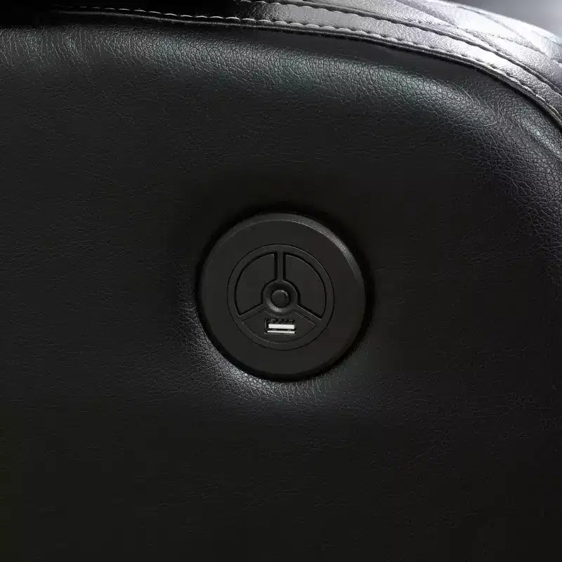 Poltrona reclinabile elettrica in pelle con ricarica USB, illuminazione LED e schienale regolabile, per soggiorno, nera