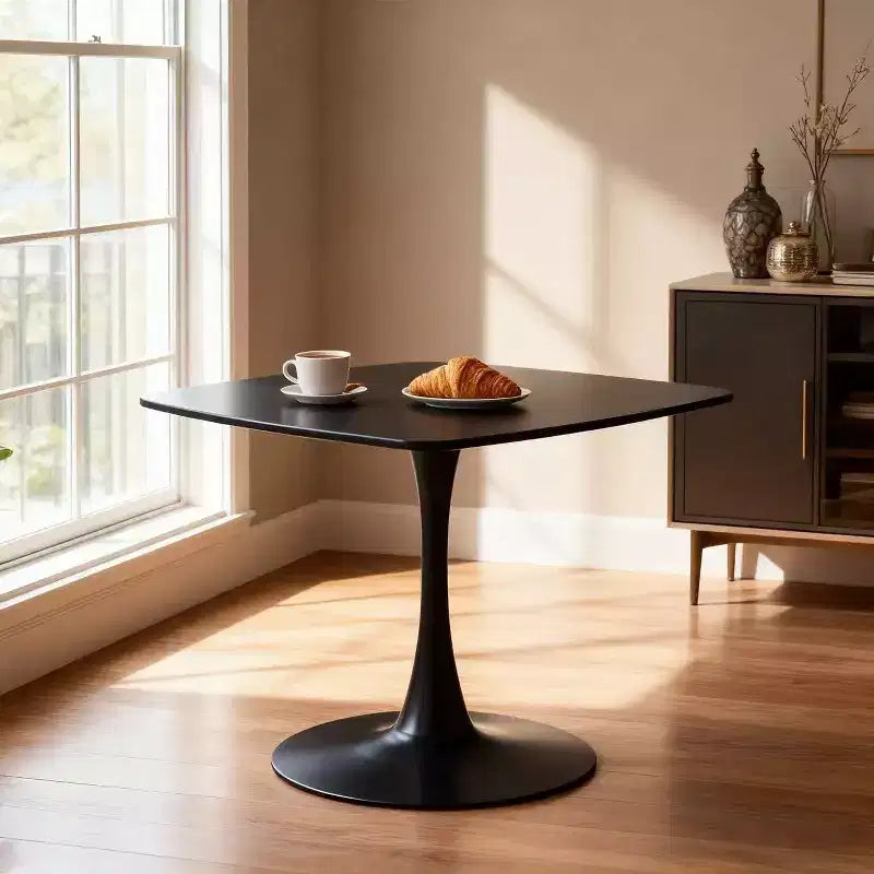 Tavolo da pranzo a piedistallo quadrato da 23.62, moderno tavolo da caffè o da pranzo per spazi compatti