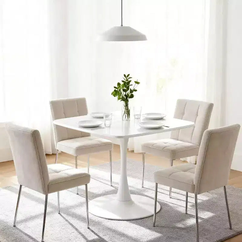 Tavolo da pranzo a piedistallo quadrato da 23.62, moderno tavolo da caffè o da pranzo per spazi compatti