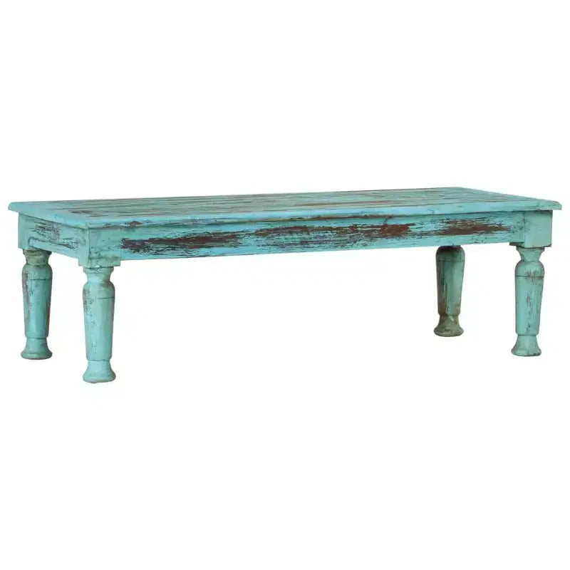Tavolino da caffè multicolore in legno massello di recupero, 43.3 x 19.7 x 13.4 in