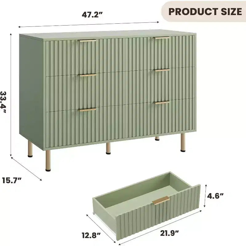 Cassettiera a 6 cassetti per camera da letto, moderna da 47.2 pollici di larghezza con cassetti profondi, per soggiorno, ingresso o cameretta