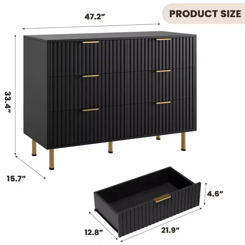 Cassettiera a 6 cassetti per camera da letto, moderna da 47.2 pollici di larghezza con cassetti profondi, per soggiorno, ingresso o cameretta