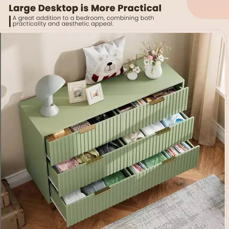 Cassettiera a 6 cassetti per camera da letto, moderna da 47.2 pollici di larghezza con cassetti profondi, per soggiorno, ingresso o cameretta