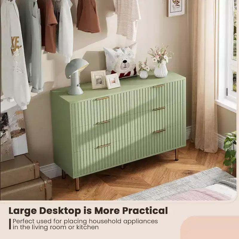 Cassettiera a 6 cassetti per camera da letto, moderna da 47.2 pollici di larghezza con cassetti profondi, per soggiorno, ingresso o cameretta
