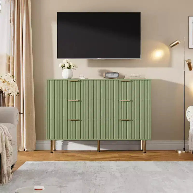 Cassettiera a 6 cassetti per camera da letto, moderna da 47.2 pollici di larghezza con cassetti profondi, per soggiorno, ingresso o cameretta