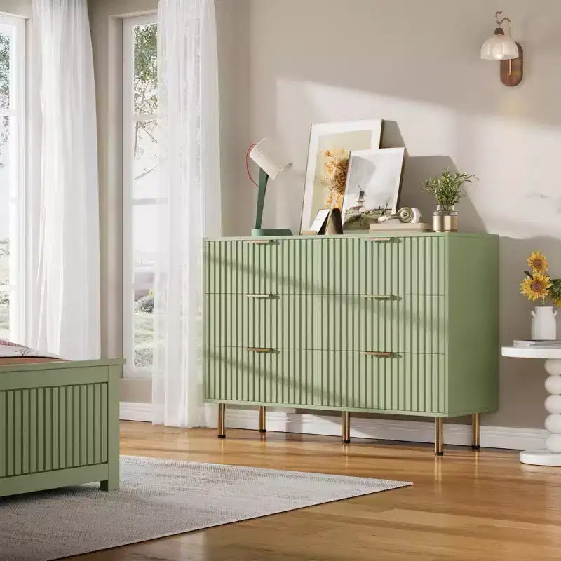 Cassettiera a 6 cassetti per camera da letto, moderna da 47.2 pollici di larghezza con cassetti profondi, per soggiorno, ingresso o cameretta