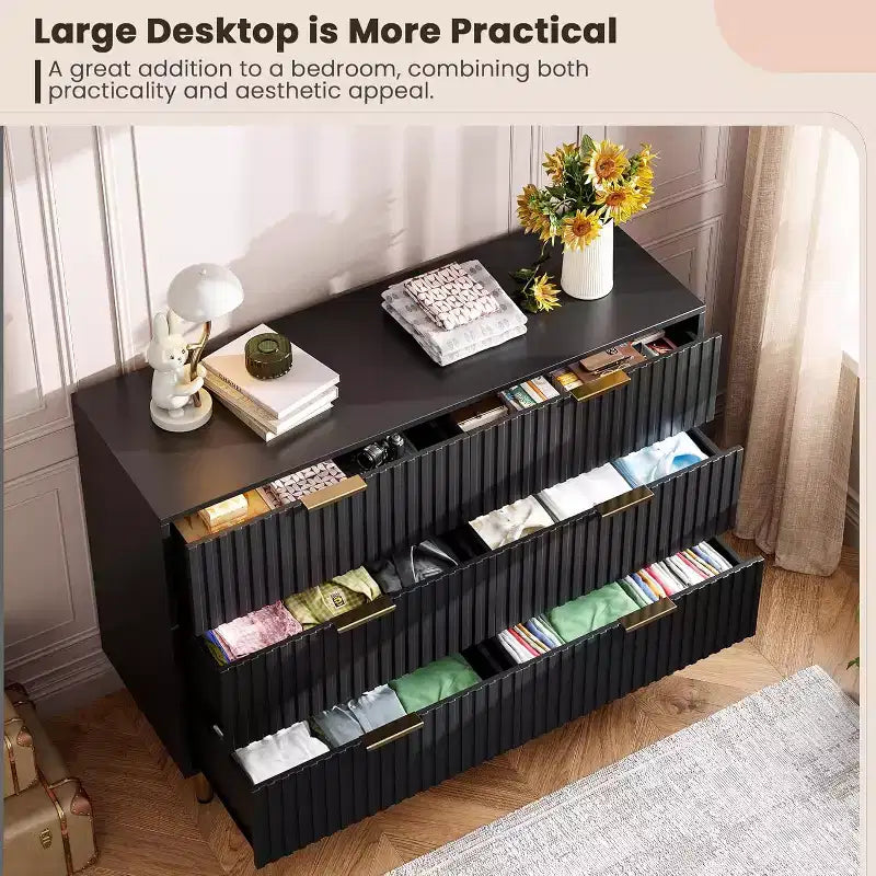 Cassettiera a 6 cassetti per camera da letto, moderna da 47.2 pollici di larghezza con cassetti profondi, per soggiorno, ingresso o cameretta