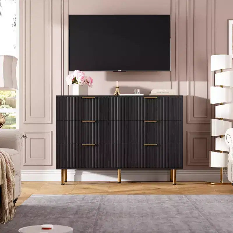 Cassettiera a 6 cassetti per camera da letto, moderna da 47.2 pollici di larghezza con cassetti profondi, per soggiorno, ingresso o cameretta