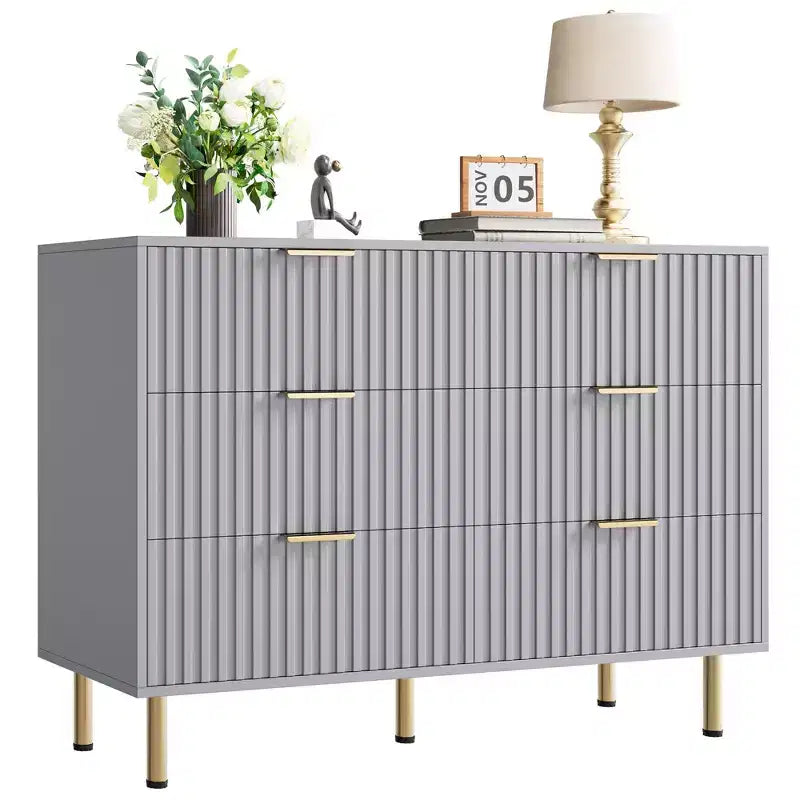 Cassettiera a 6 cassetti per camera da letto, moderna da 47.2 pollici di larghezza con cassetti profondi, per soggiorno, ingresso o cameretta