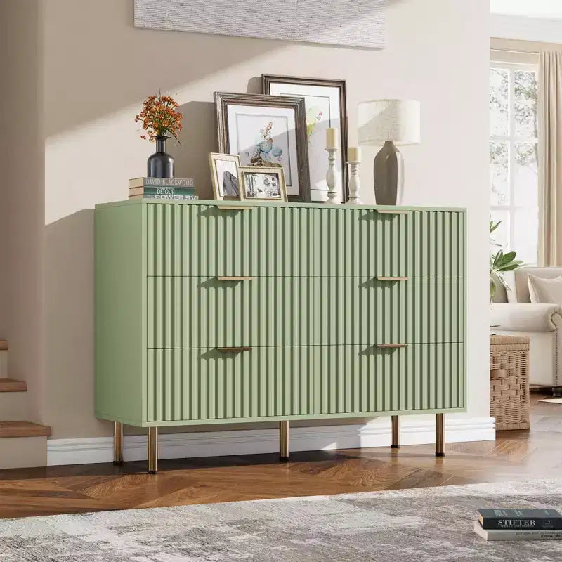 Cassettiera a 6 cassetti per camera da letto, moderna da 47.2 pollici di larghezza con cassetti profondi, per soggiorno, ingresso o cameretta