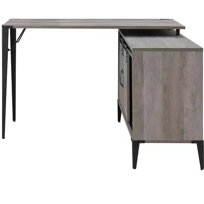Scrivania rustica a L da 48IN con gambe in metallo, scrivania angolare con 2 mobili contenitori e 2 ripiani, per soggiorno e studio