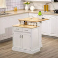Isola da cucina con piano in legno di gomma a 2 livelli, tavolo-isola con ripiani e cassetti regolabili