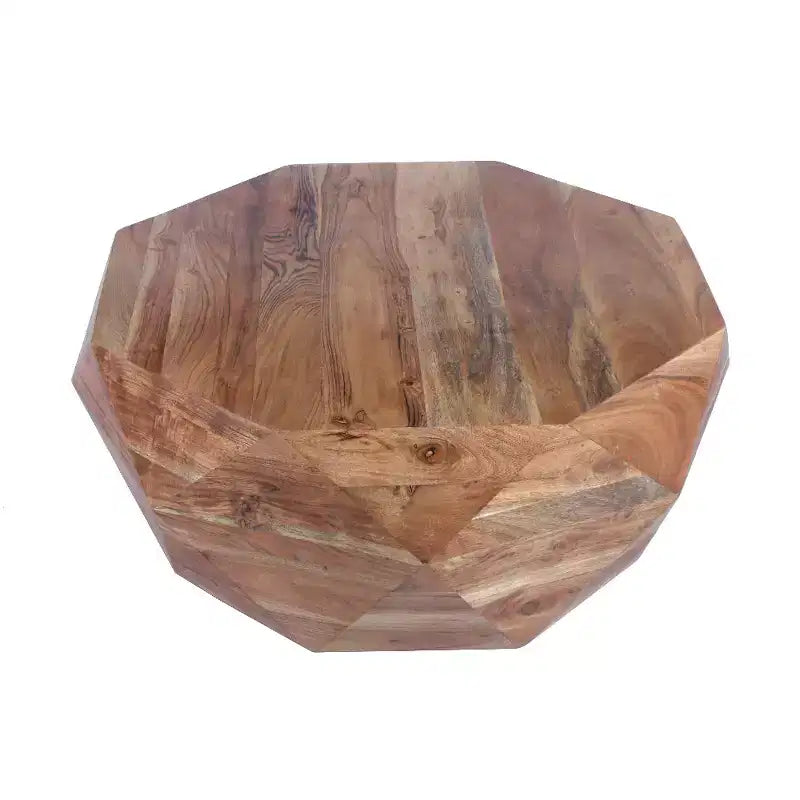 Tavolino da caffè a forma di diamante da 33 Inch in legno di acacia, con piano liscio, marrone naturale