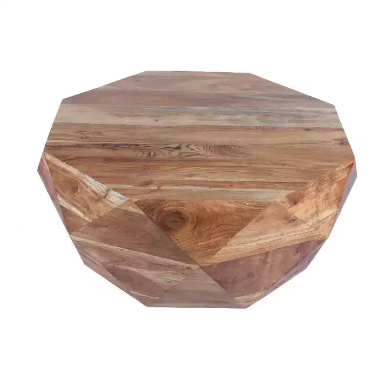 Tavolino da caffè a forma di diamante da 33 Inch in legno di acacia, con piano liscio, marrone naturale
