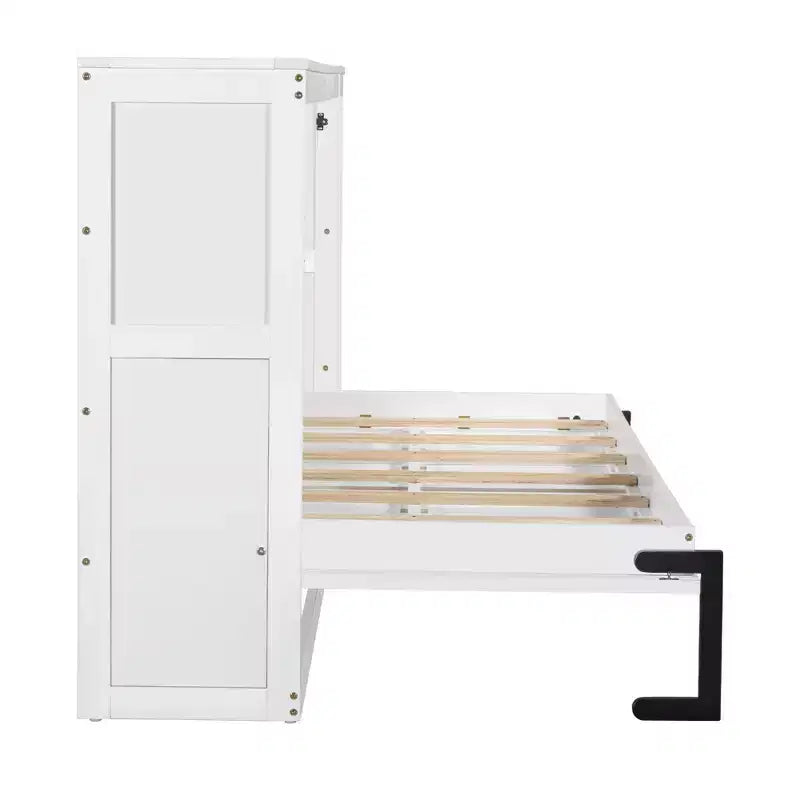 Wall bed with bookshelves—fold-away wall-mounted bed/cabinet bed suitable for guest rooms or offices.
