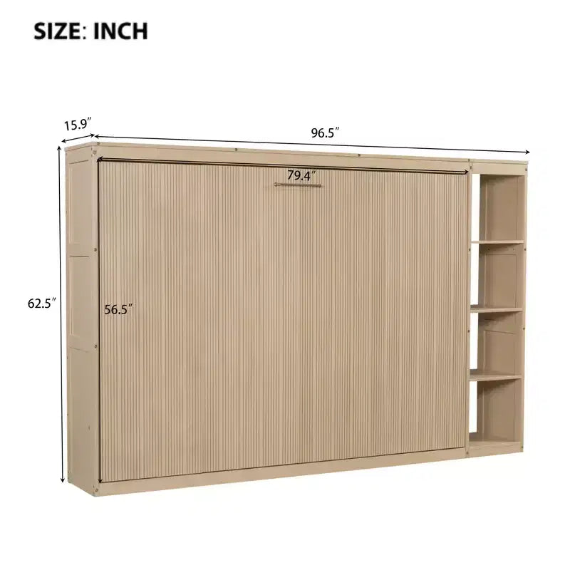 Wall bed with bookshelves—fold-away wall-mounted bed/cabinet bed suitable for guest rooms or offices.