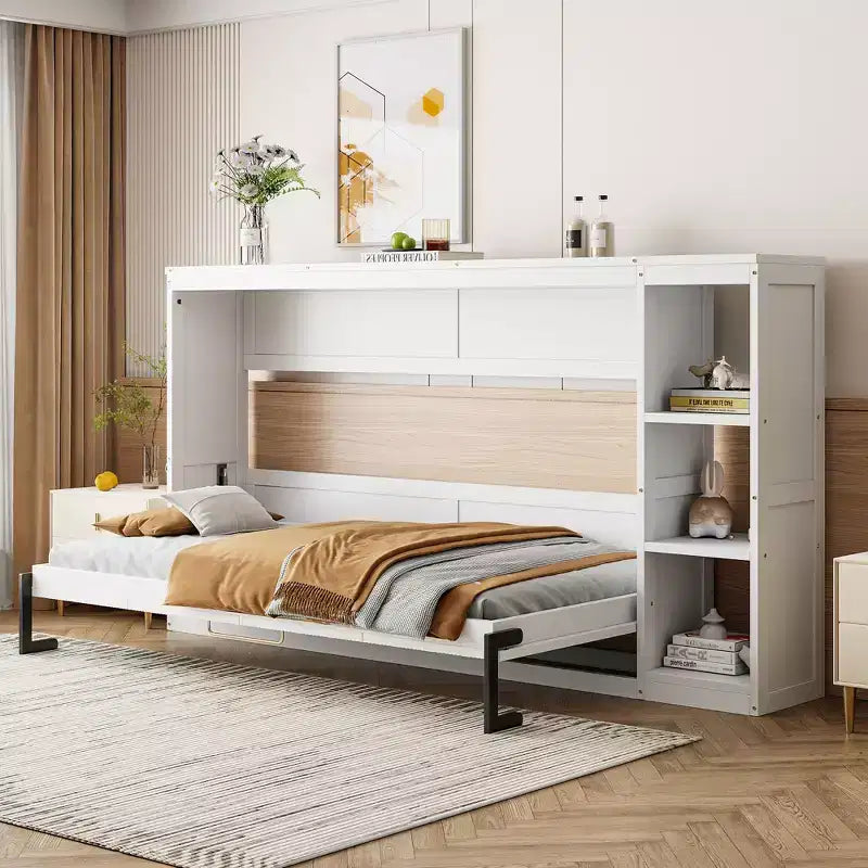 Letto a scomparsa con librerie, letto a parete ribaltabile/mobile letto adatto a camere degli ospiti o uffici.