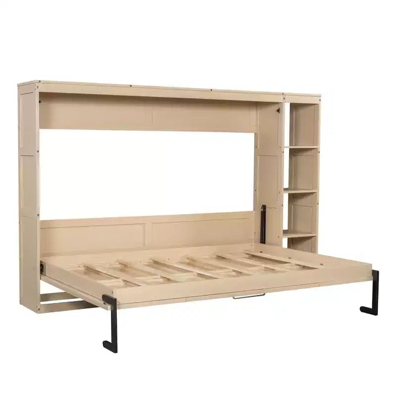 Wall bed with bookshelves—fold-away wall-mounted bed/cabinet bed suitable for guest rooms or offices.
