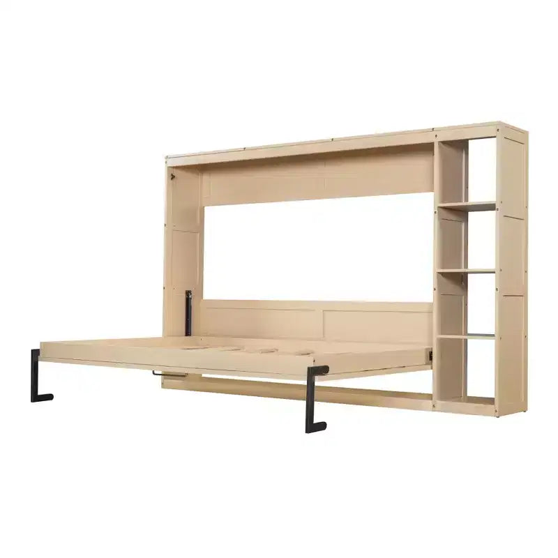 Wall bed with bookshelves—fold-away wall-mounted bed/cabinet bed suitable for guest rooms or offices.