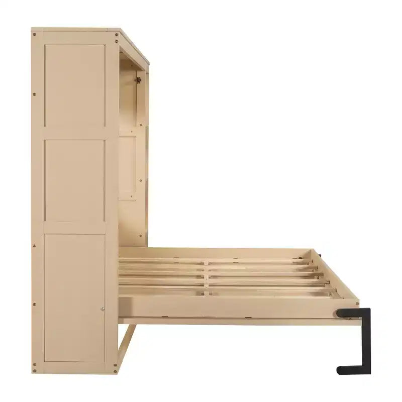 Wall bed with bookshelves—fold-away wall-mounted bed/cabinet bed suitable for guest rooms or offices.
