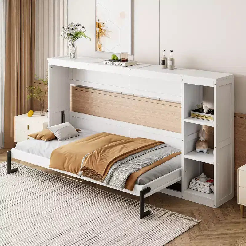 Letto a scomparsa con librerie, letto a parete ribaltabile/mobile letto adatto a camere degli ospiti o uffici.