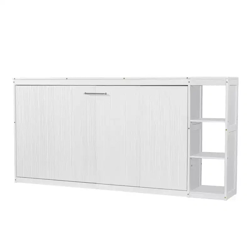 Wall bed with bookshelves—fold-away wall-mounted bed/cabinet bed suitable for guest rooms or offices.