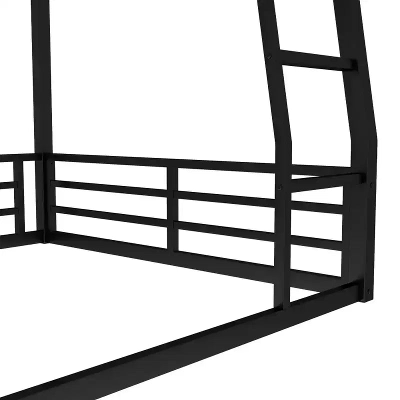 Letto a castello in metallo Full XL sopra Queen per adulti e adolescenti, struttura robusta salvaspazio, sponde di protezione, silenzioso, senza rete, nero