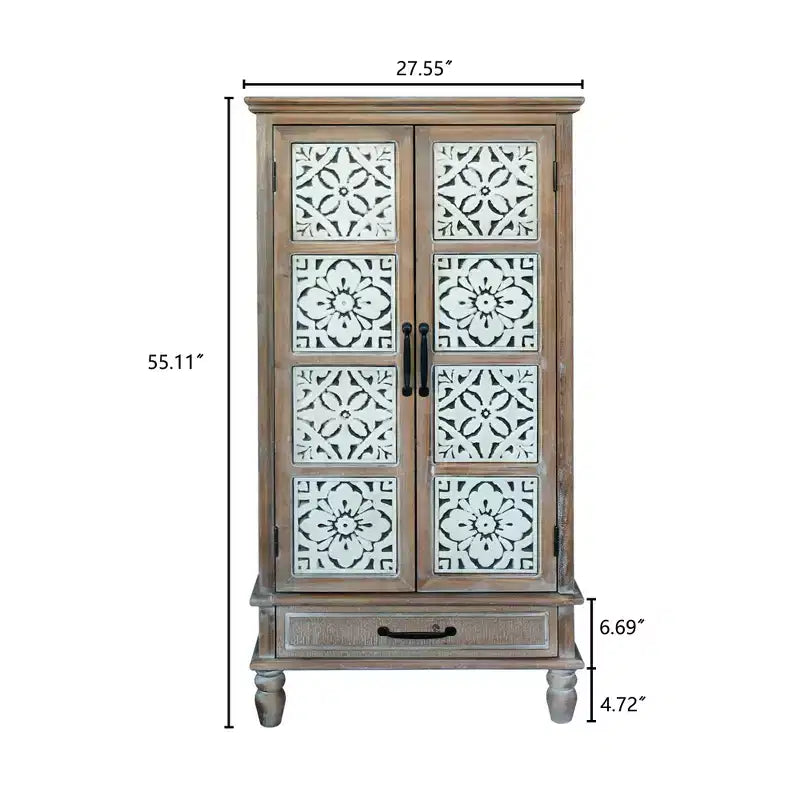 Credenza rustica in legno di abete da 27.55'' con 2 ante e 1 cassetto