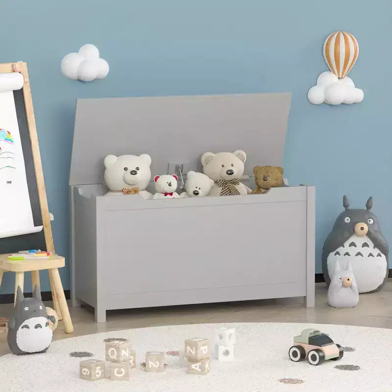 Baule porta giochi per bambini, mobile contenitore multiuso con coperchio incernierato di sicurezza, per bambini dai 2 anni in su, montaggio rapido