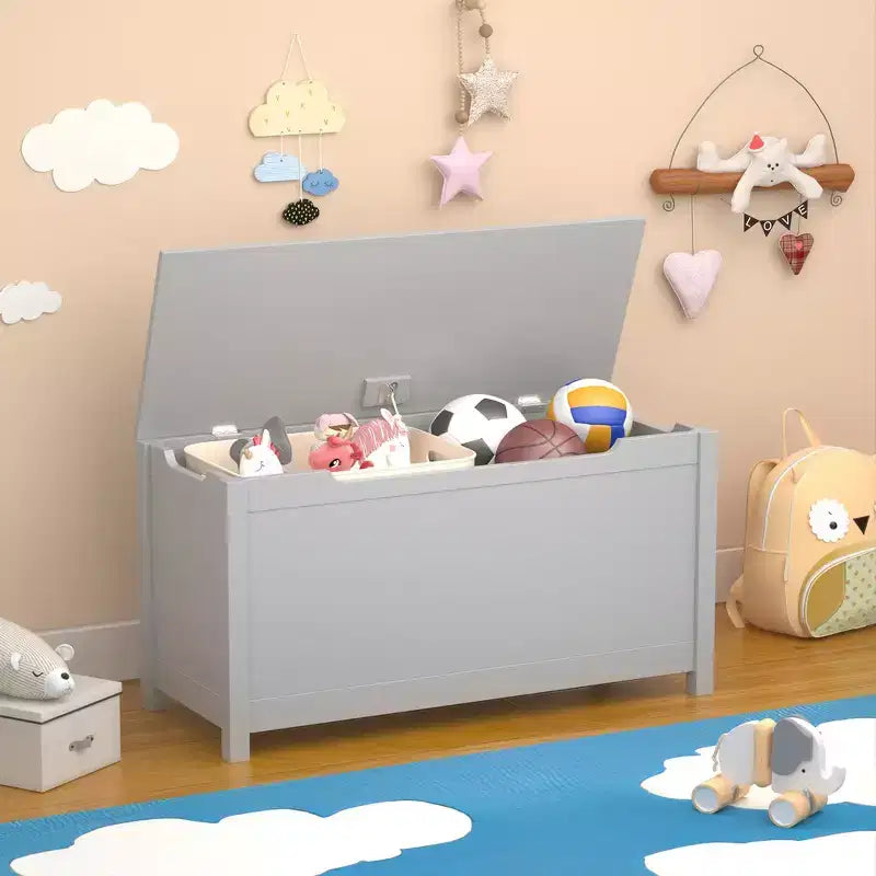 Baule porta giochi per bambini, mobile contenitore multiuso con coperchio incernierato di sicurezza, per bambini dai 2 anni in su, montaggio rapido
