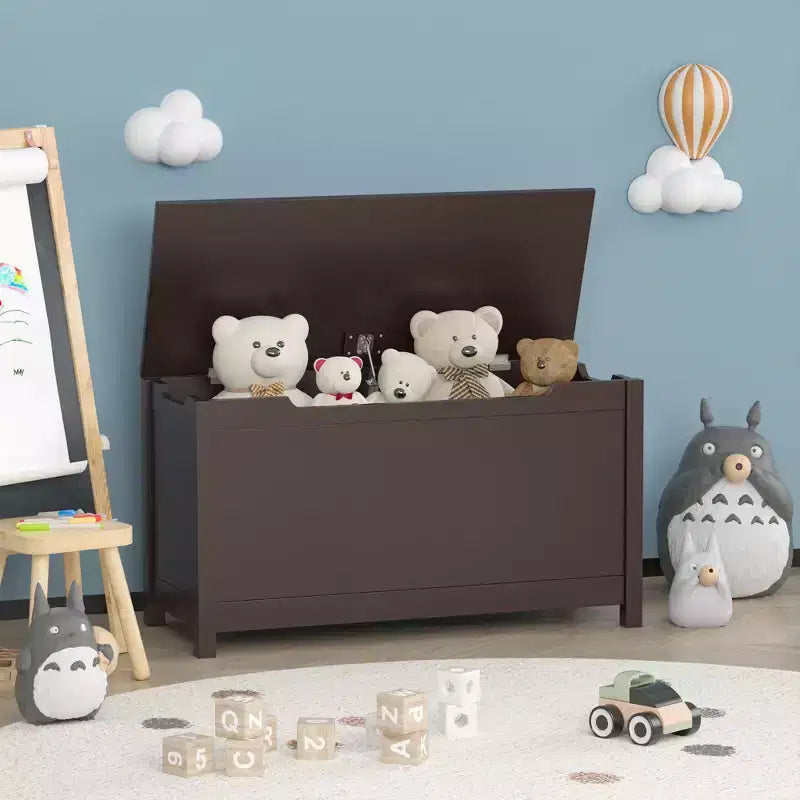 Baule porta giochi per bambini, mobile contenitore multiuso con coperchio incernierato di sicurezza, per bambini dai 2 anni in su, montaggio rapido