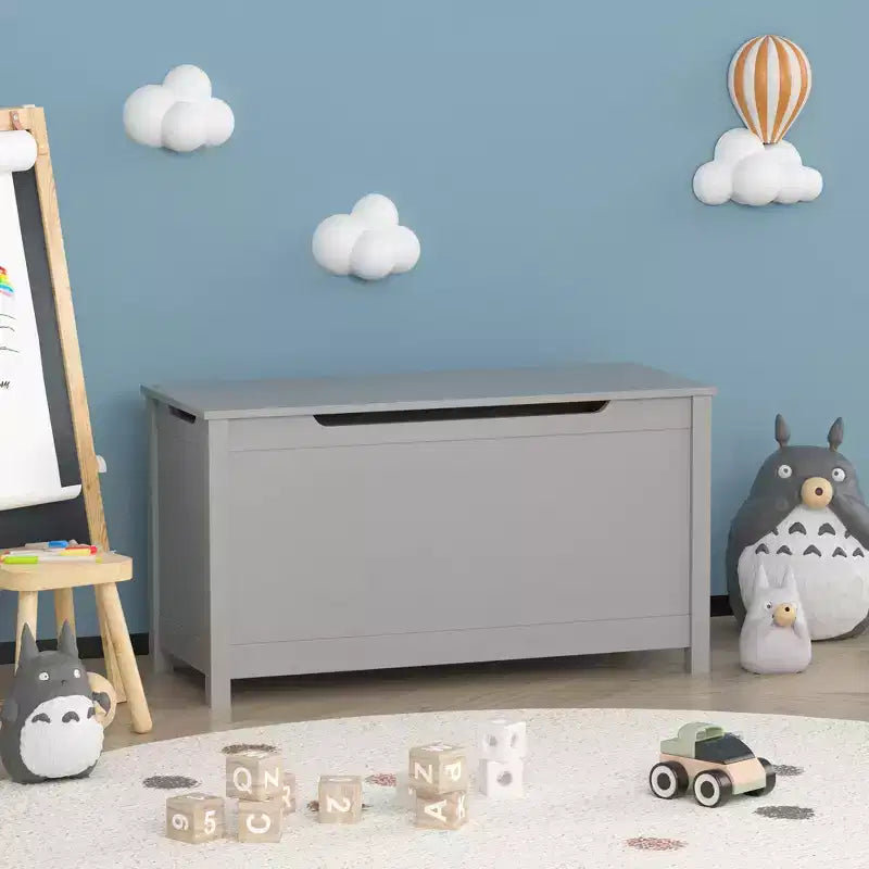 Baule porta giochi per bambini, mobile contenitore multiuso con coperchio incernierato di sicurezza, per bambini dai 2 anni in su, montaggio rapido