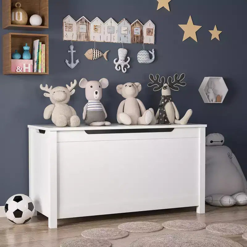 Baule porta giochi per bambini, mobile contenitore multiuso con coperchio incernierato di sicurezza, per bambini dai 2 anni in su, montaggio rapido