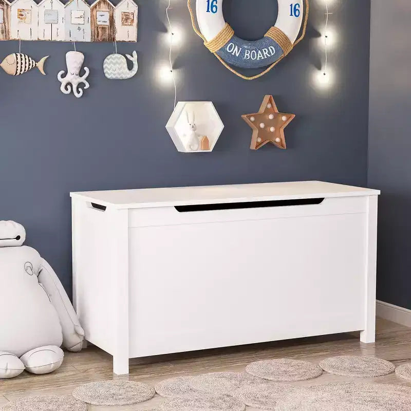 Baule porta giochi per bambini, mobile contenitore multiuso con coperchio incernierato di sicurezza, per bambini dai 2 anni in su, montaggio rapido
