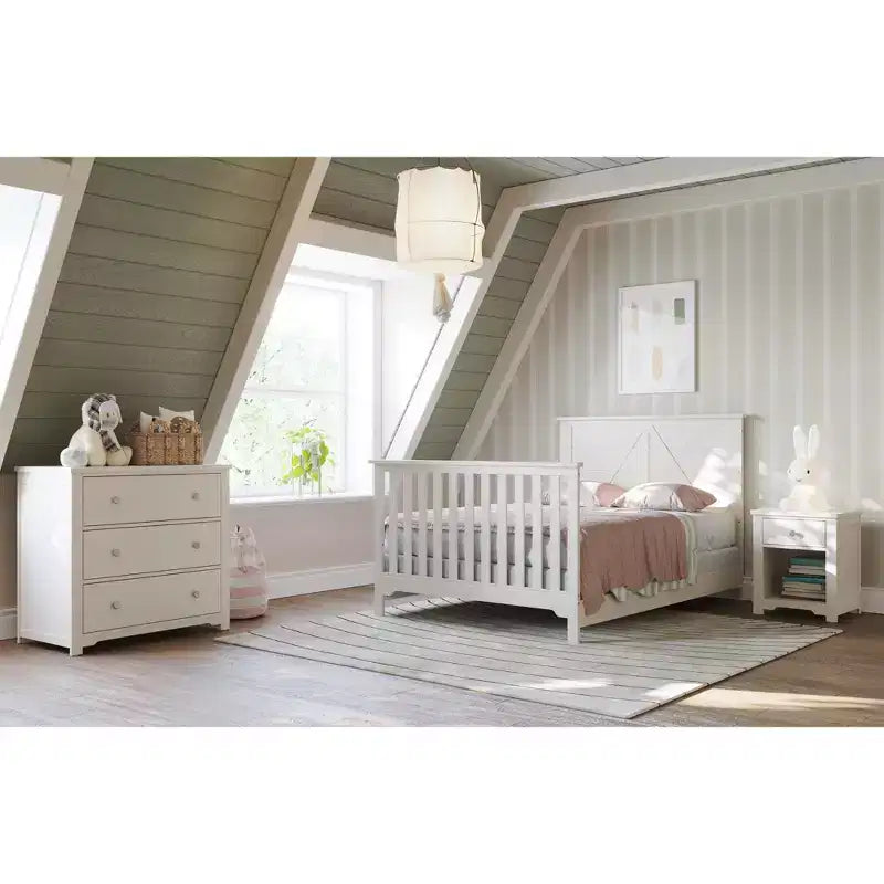 Lettino trasformabile 4 in 1, si trasforma in lettino da giorno, letto per bambini e letto matrimoniale full size, 3 posizioni del materasso, finitura sicura per i bambini