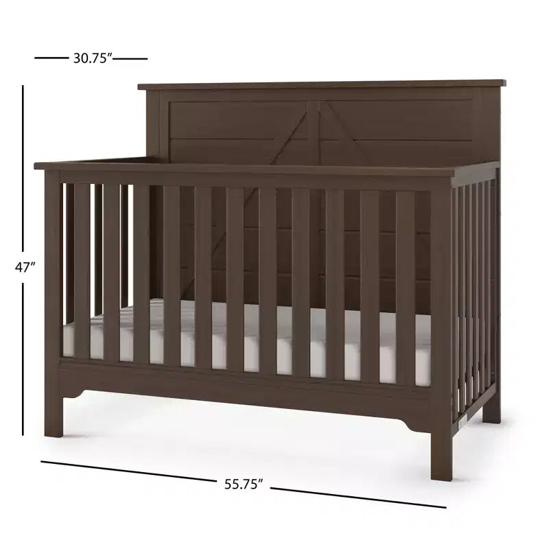 Lettino trasformabile 4 in 1, si trasforma in lettino da giorno, letto per bambini e letto matrimoniale full size, 3 posizioni del materasso, finitura sicura per i bambini