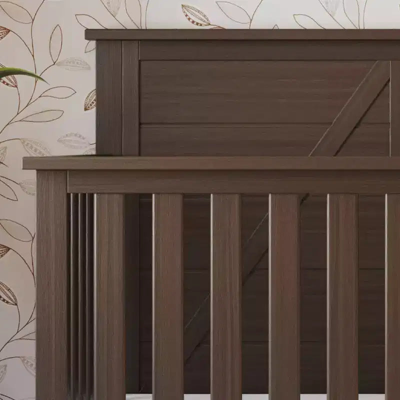 Lettino trasformabile 4 in 1, si trasforma in lettino da giorno, letto per bambini e letto matrimoniale full size, 3 posizioni del materasso, finitura sicura per i bambini