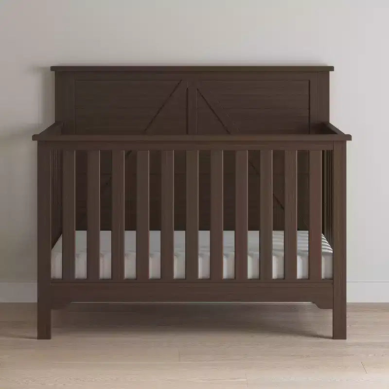 Lettino trasformabile 4 in 1, si trasforma in lettino da giorno, letto per bambini e letto matrimoniale full size, 3 posizioni del materasso, finitura sicura per i bambini