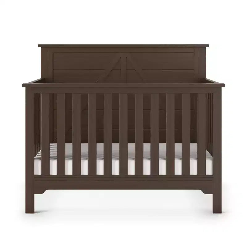 Lettino trasformabile 4 in 1, si trasforma in lettino da giorno, letto per bambini e letto matrimoniale full size, 3 posizioni del materasso, finitura sicura per i bambini