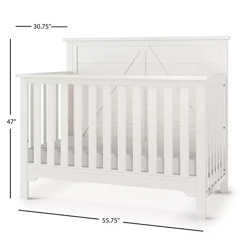 Lettino trasformabile 4 in 1, si trasforma in lettino da giorno, letto per bambini e letto matrimoniale full size, 3 posizioni del materasso, finitura sicura per i bambini