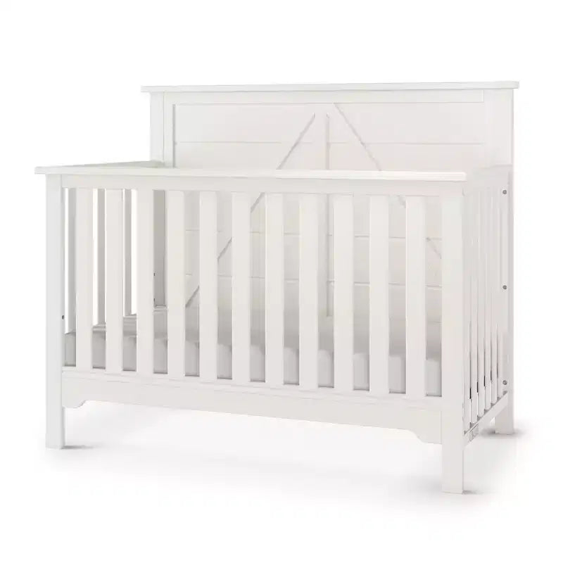 Lettino trasformabile 4 in 1, si trasforma in lettino da giorno, letto per bambini e letto matrimoniale full size, 3 posizioni del materasso, finitura sicura per i bambini